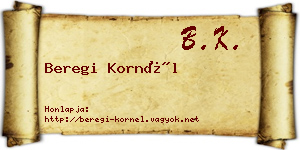 Beregi Kornél névjegykártya